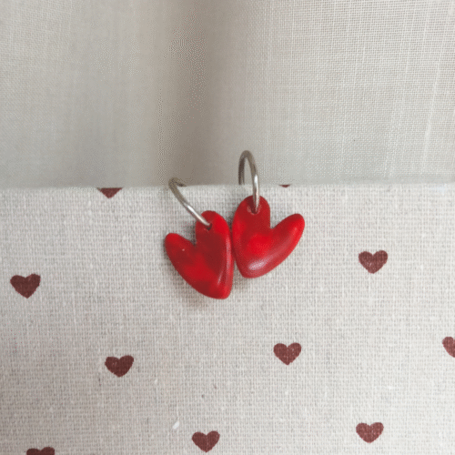 Pendientes Aro Corazón Rojo brillante