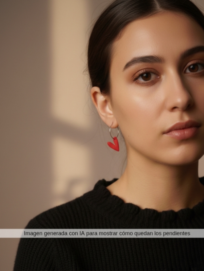 Pendientes Aro Corazón textura - Love Essential - Imagen 2