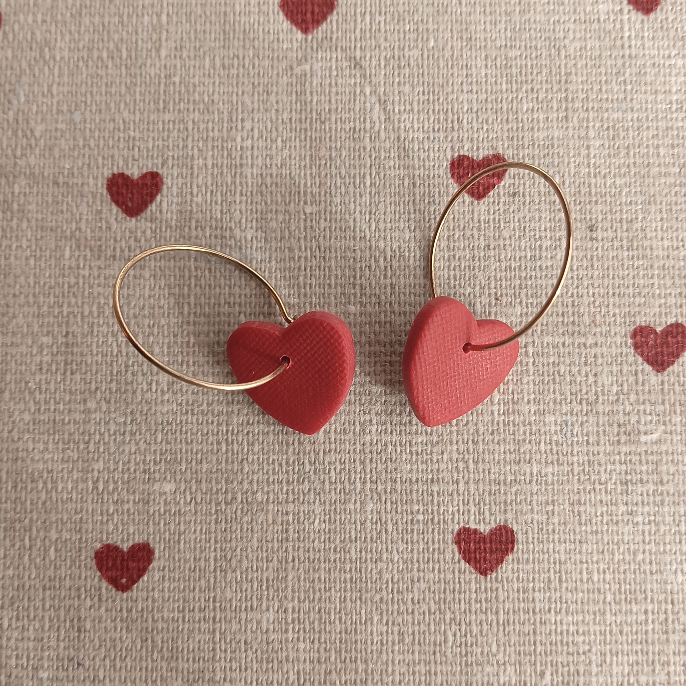 Pendientes Aro Semicirculo Corazón Rojo - 3 en 1 - Imagen 3